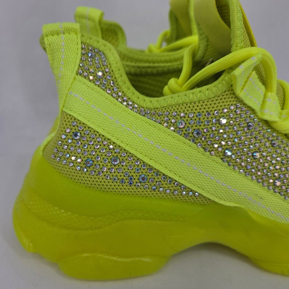 NEW AMS Chunky Jelly Sole Platform Rhinestone Sneaker Neon Yellow NEW Size 8.5 - Picture 6 of 10